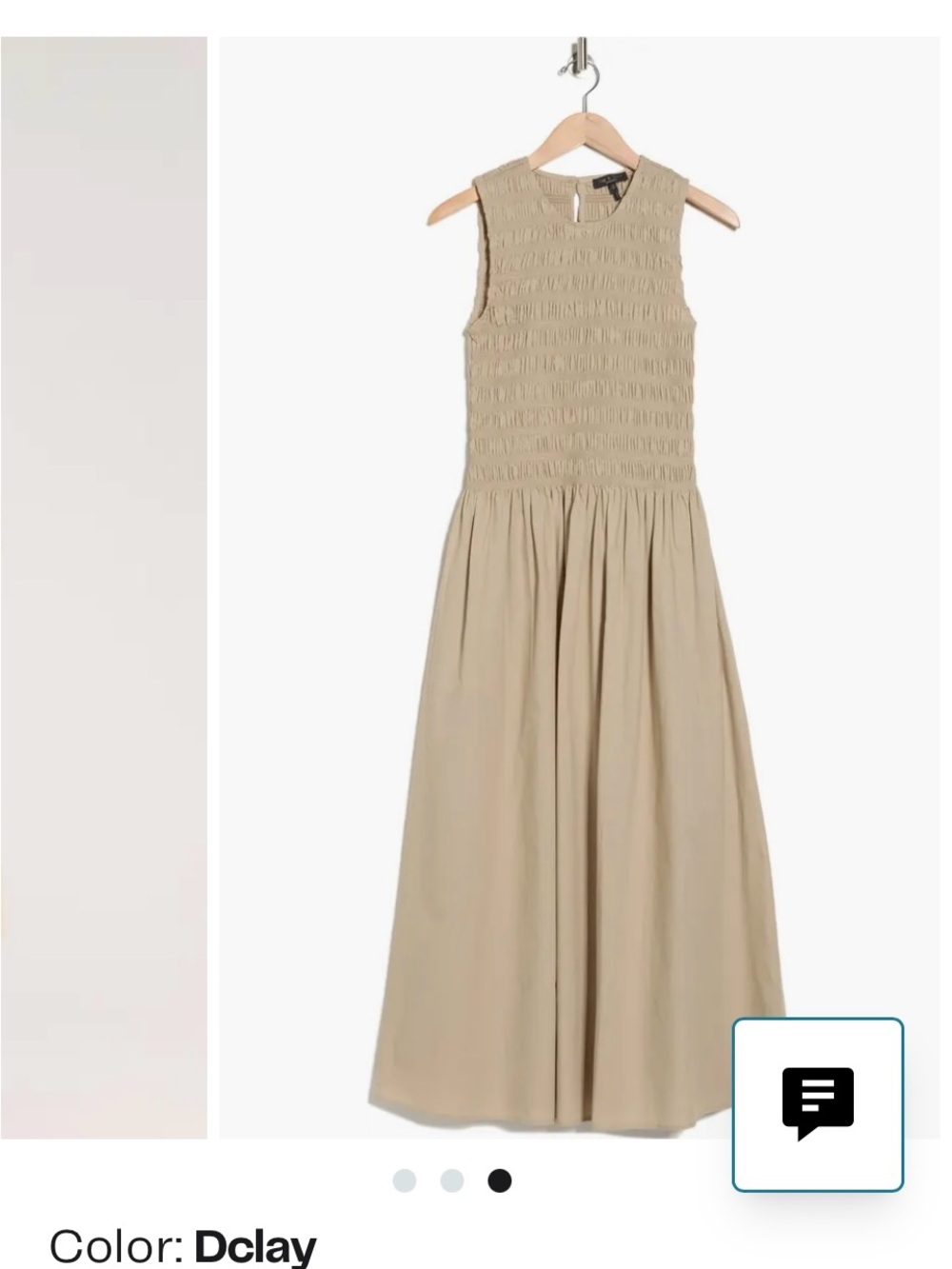 rag & bone Lane Sleeveless Smocked Maxi Dress in Khaki New No Tag Size XL - Picture 3 of 3